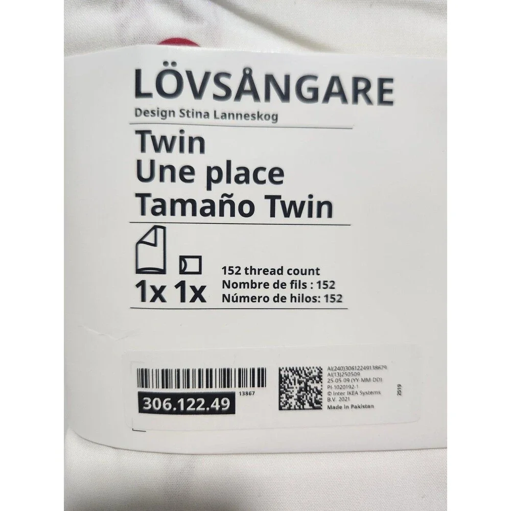 IKEA Twin LOVSANGARE Duvet Cover w/ Pillowcase Candy Cane 306.122.49